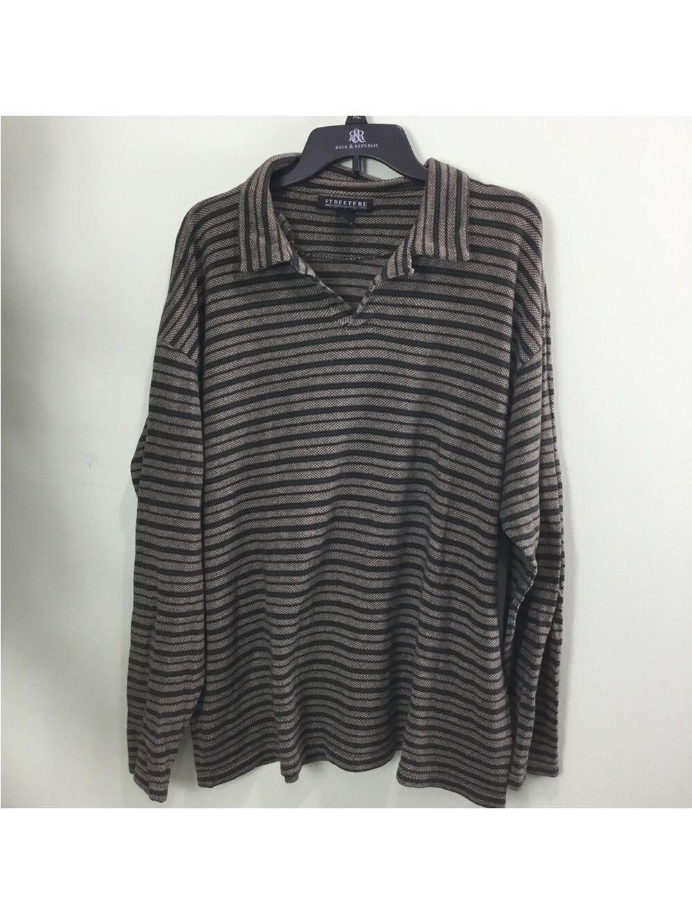 STRUCTURE XL mens long sleeve polo style shirt